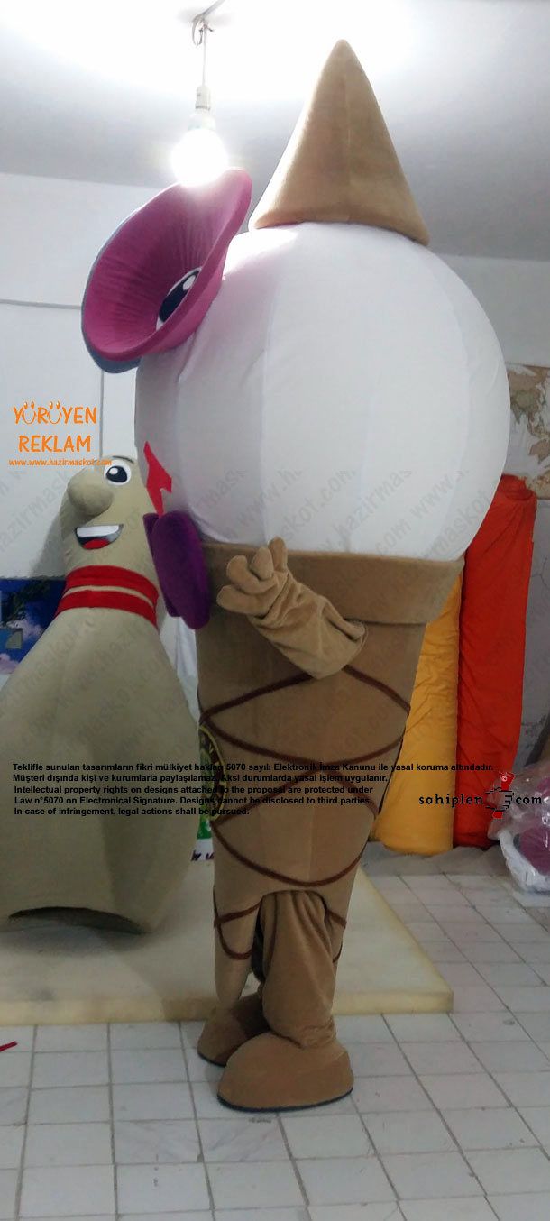 Dondurma Maskot Kostümü / Ice Cream Mascot Costume / Kahve Dünyası maskot kostümü