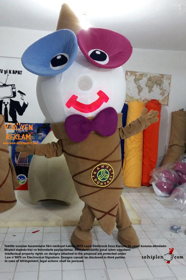 Dondurma Maskot Kostümü / Ice Cream Mascot Costume / Kahve Dünyası maskot kostümü