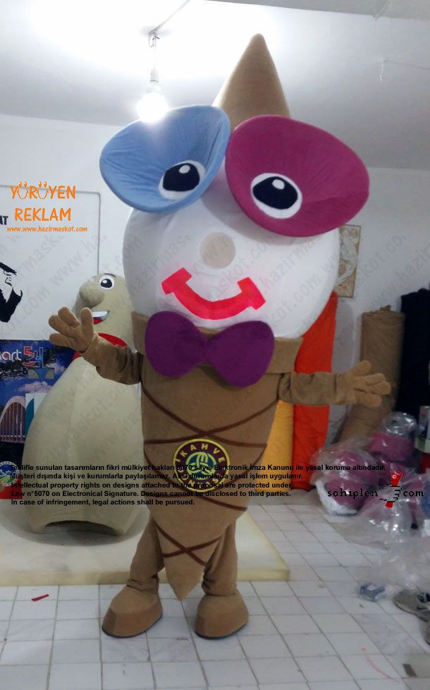 Dondurma Maskot Kostümü / Ice Cream Mascot Costume / Kahve Dünyası maskot kostümü