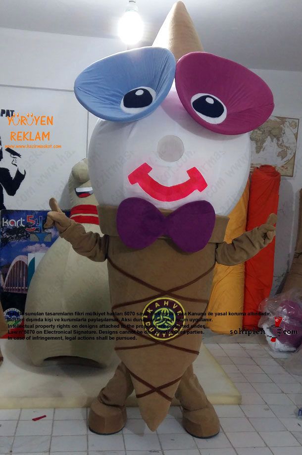 Dondurma Maskot Kostümü / Ice Cream Mascot Costume / Kahve Dünyası maskot kostümü