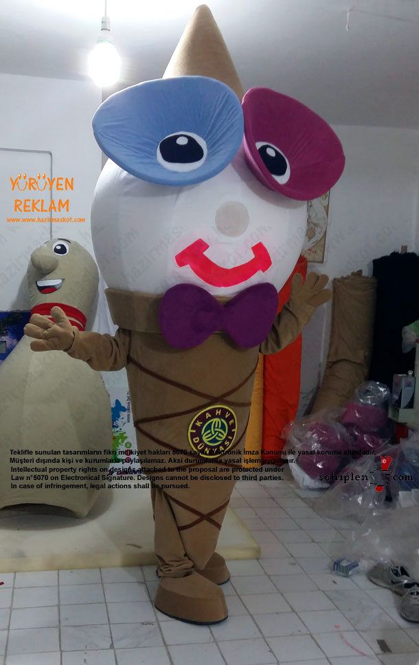 Dondurma Maskot Kostümü / Ice Cream Mascot Costume / Kahve Dünyası maskot kostümü