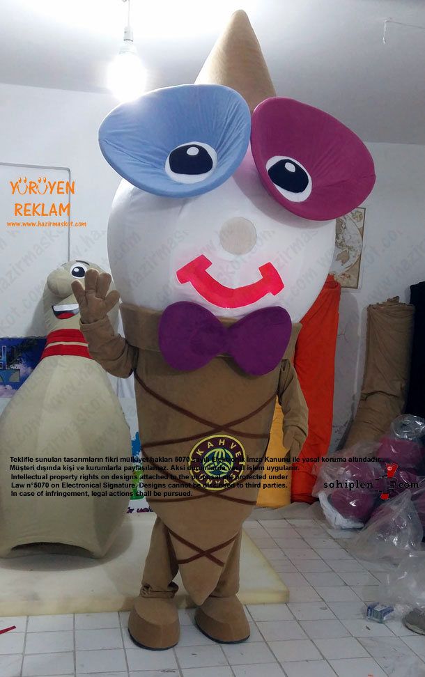 Dondurma Maskot Kostümü / Ice Cream Mascot Costume / Kahve Dünyası maskot kostümü
