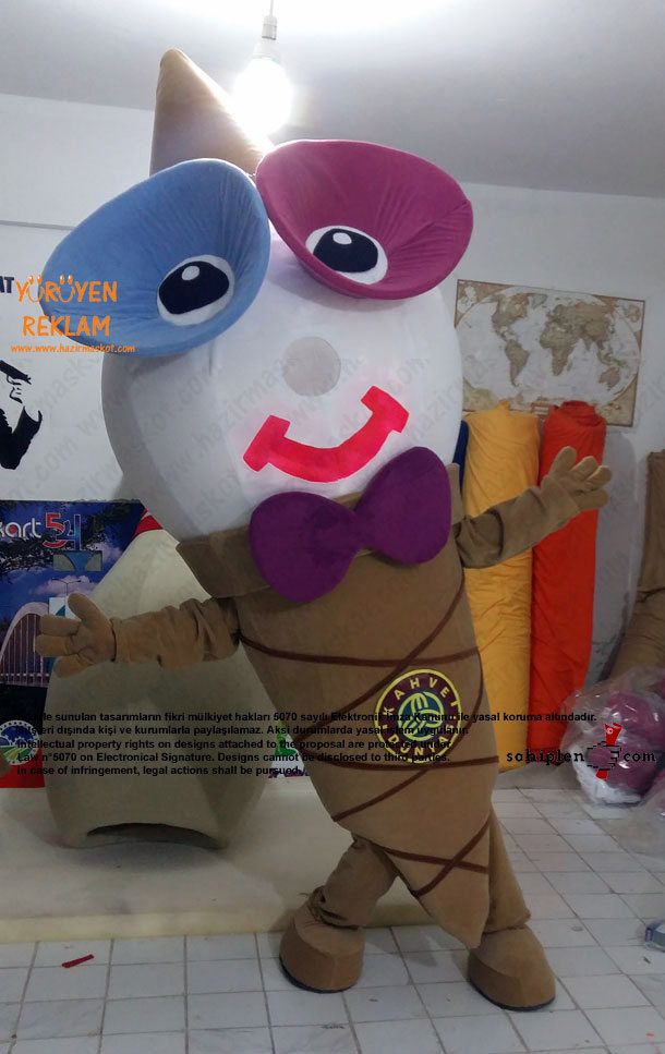 Dondurma Maskot Kostümü / Ice Cream Mascot Costume / Kahve Dünyası maskot kostümü