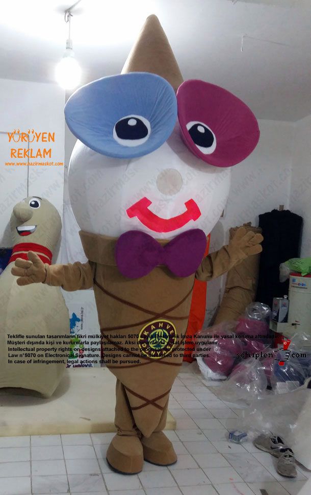 Dondurma Maskot Kostümü / Ice Cream Mascot Costume / Kahve Dünyası maskot kostümü