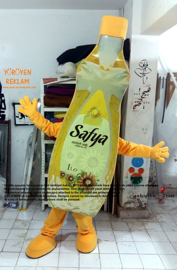 Safya Yağ şişesi Maskot Kostümü / AVES A.Ş. maskot kostümü