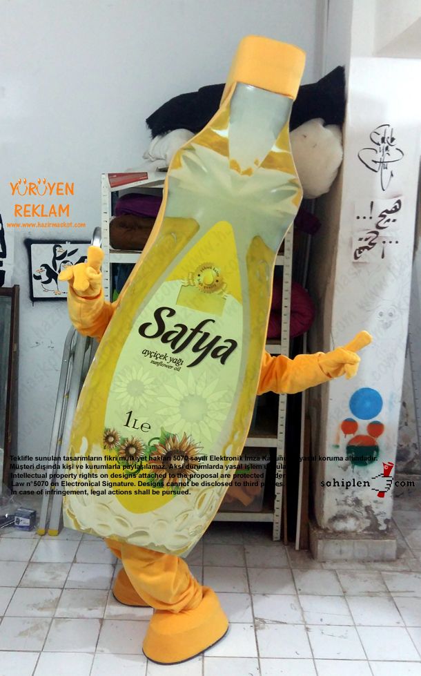 Safya Yağ şişesi Maskot Kostümü / AVES A.Ş. maskot kostümü
