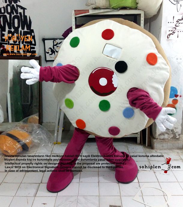 Almanya Happy Donazz Donut Maskot Kostüm maskot kostümü