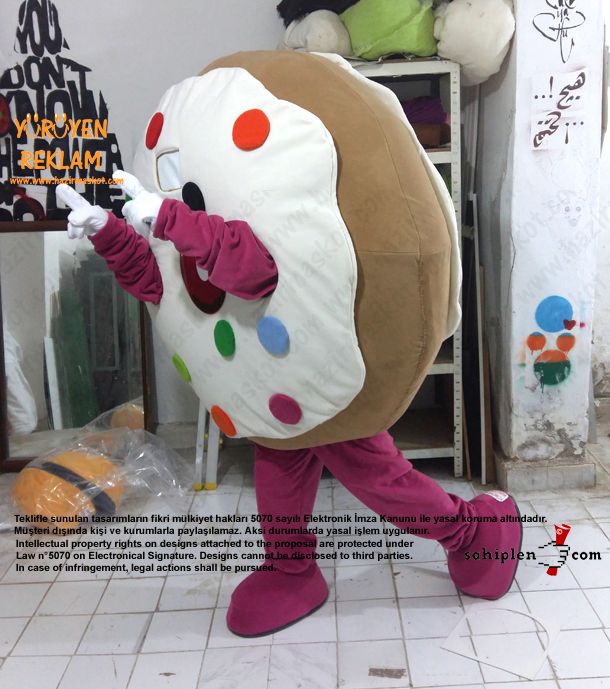 Almanya Happy Donazz Donut Maskot Kostüm maskot kostümü