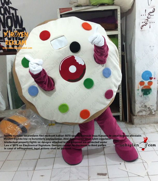 Almanya Happy Donazz Donut Maskot Kostüm maskot kostümü