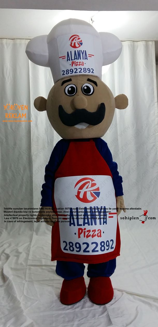 Pizza Ustası Maskot Kotümü / Alanya Pizza Danimarka maskot kostümü
