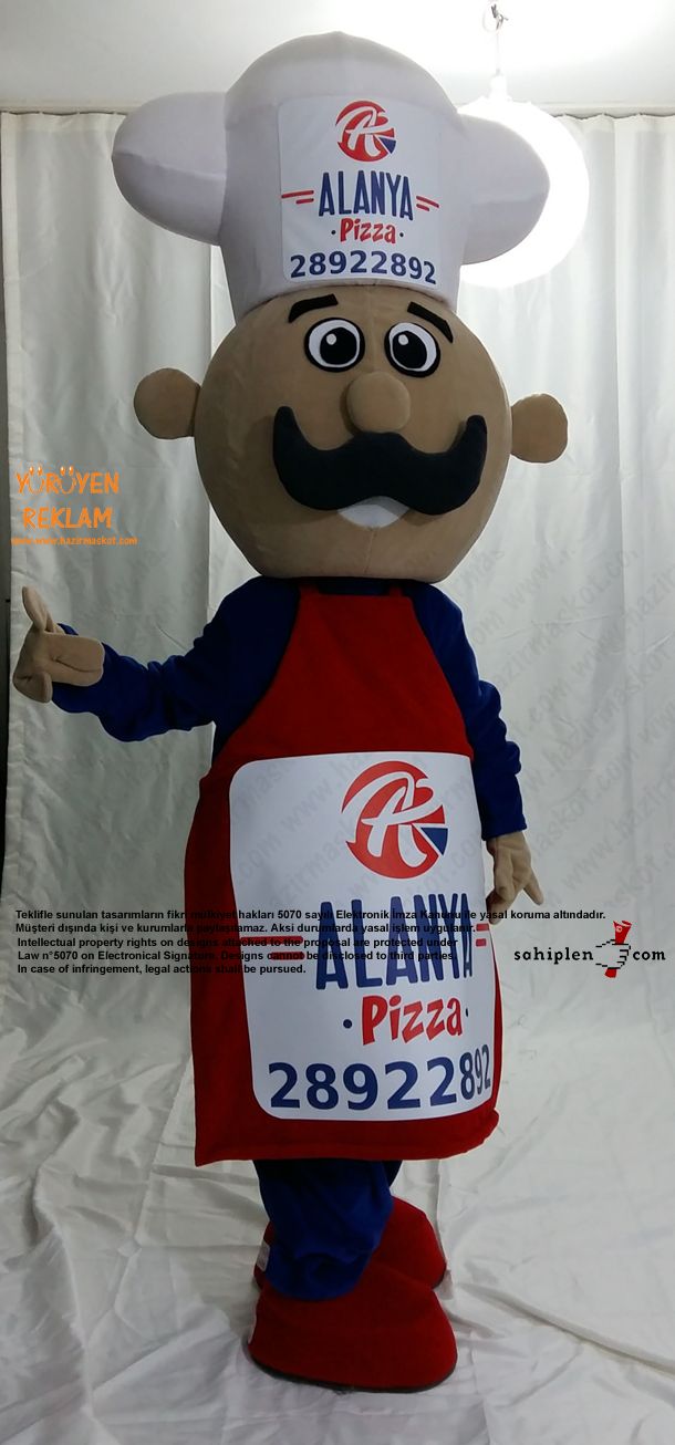 Pizza Ustası Maskot Kotümü / Alanya Pizza Danimarka maskot kostümü