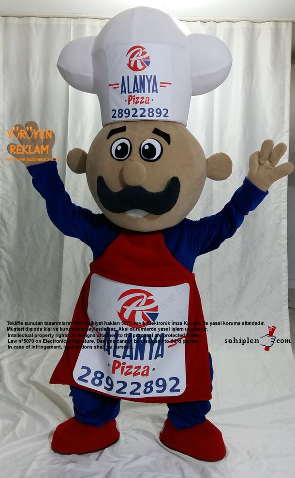 Pizza Ustası Maskot Kotümü / Alanya Pizza Danimarka maskot kostümü
