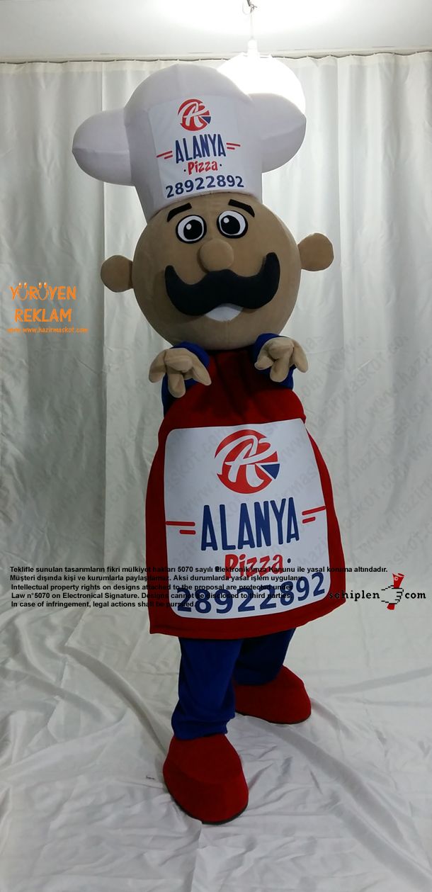 Pizza Ustası Maskot Kotümü / Alanya Pizza Danimarka maskot kostümü
