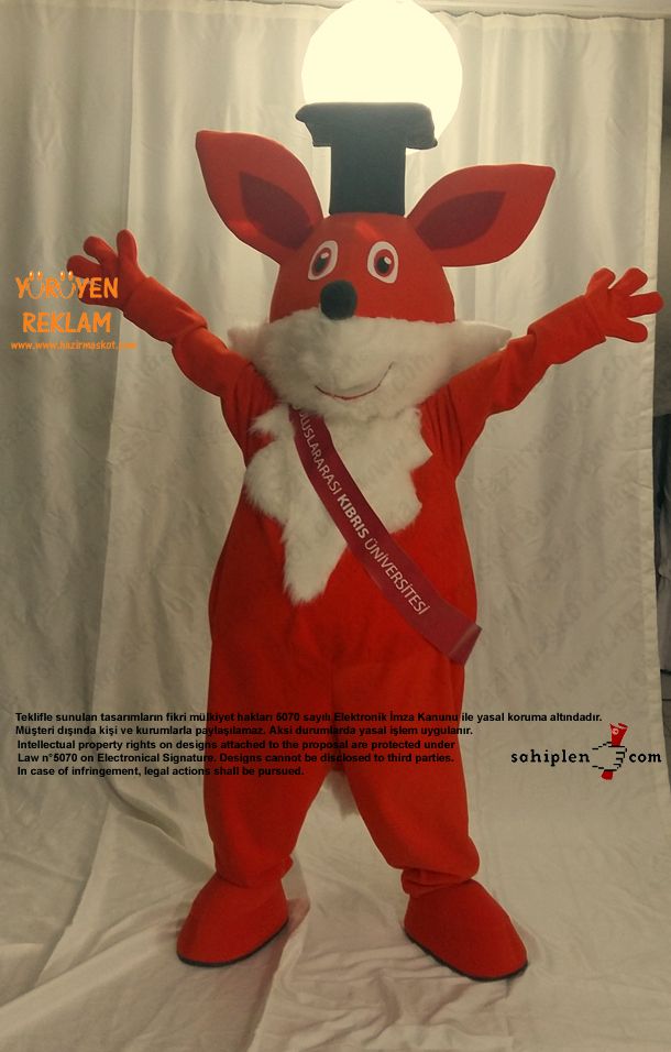 Tilki Maskot Kostümü / New Island Univesity / KKTC maskot kostümü