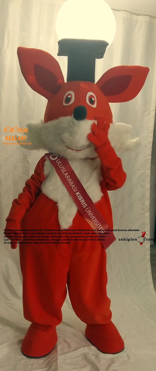 Tilki Maskot Kostümü / New Island Univesity / KKTC maskot kostümü