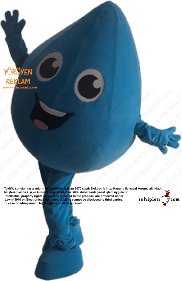 Mavi Su Damlası Maskot Kostümü / Kilis İl Tarım Müdürlüğü maskot kostümü