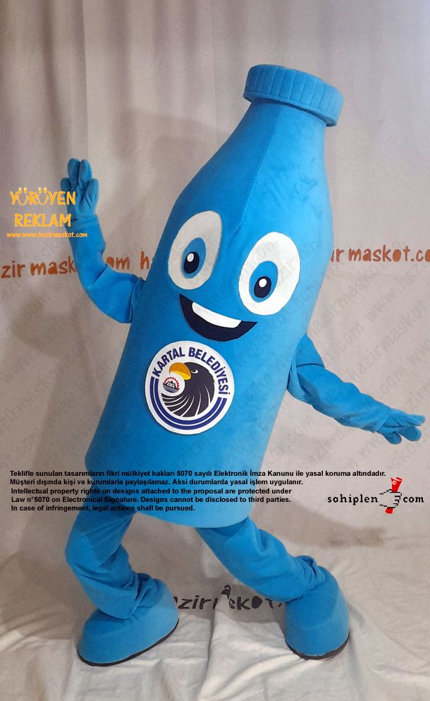 Pet Şişe Maskot Kostümü / Geri Dönüşüm Kartal Belediyesi maskot kostümü