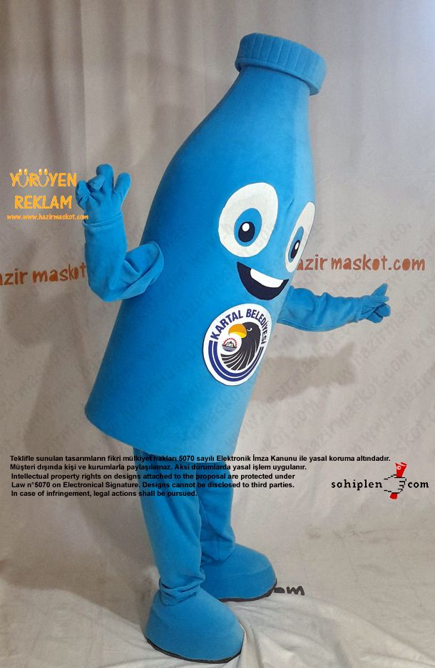Pet Şişe Maskot Kostümü / Geri Dönüşüm Kartal Belediyesi maskot kostümü