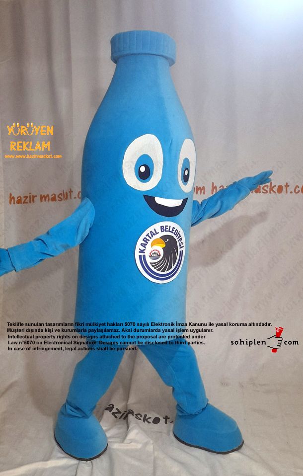 Pet Şişe Maskot Kostümü / Geri Dönüşüm Kartal Belediyesi maskot kostümü