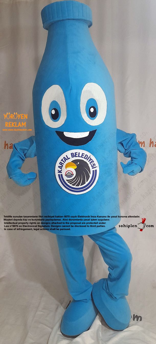 Pet Şişe Maskot Kostümü / Geri Dönüşüm Kartal Belediyesi maskot kostümü