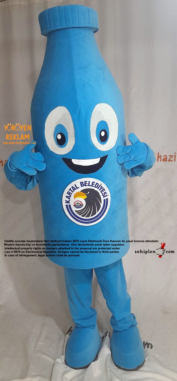 Pet Şişe Maskot Kostümü / Geri Dönüşüm Kartal Belediyesi maskot kostümü