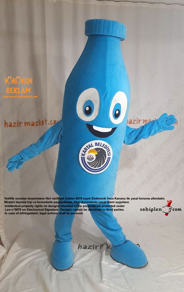 Pet Şişe Maskot Kostümü / Geri Dönüşüm Kartal Belediyesi maskot kostümü