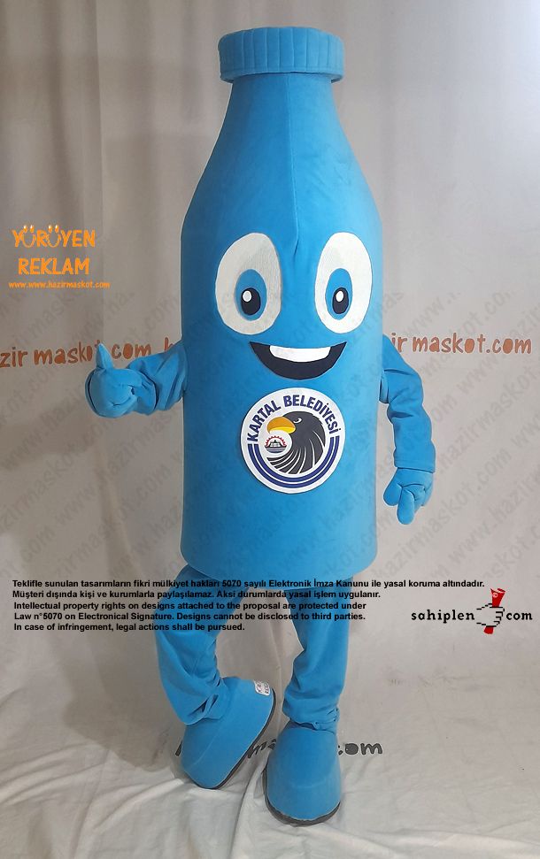 Pet Şişe Maskot Kostümü / Geri Dönüşüm Kartal Belediyesi maskot kostümü
