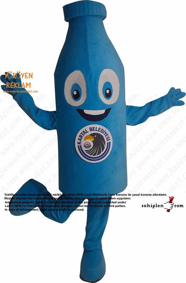 Pet Şişe Maskot Kostümü / Geri Dönüşüm Kartal Belediyesi maskot kostümü