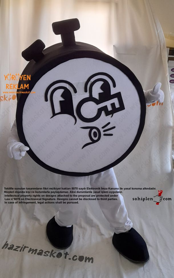 Saat Maskot / Clock Mascot Costume / Timekey Glazing maskot kostümü
