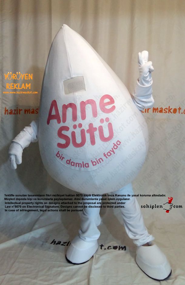 Süt Damlası Maskot Kostümü maskot kostümü