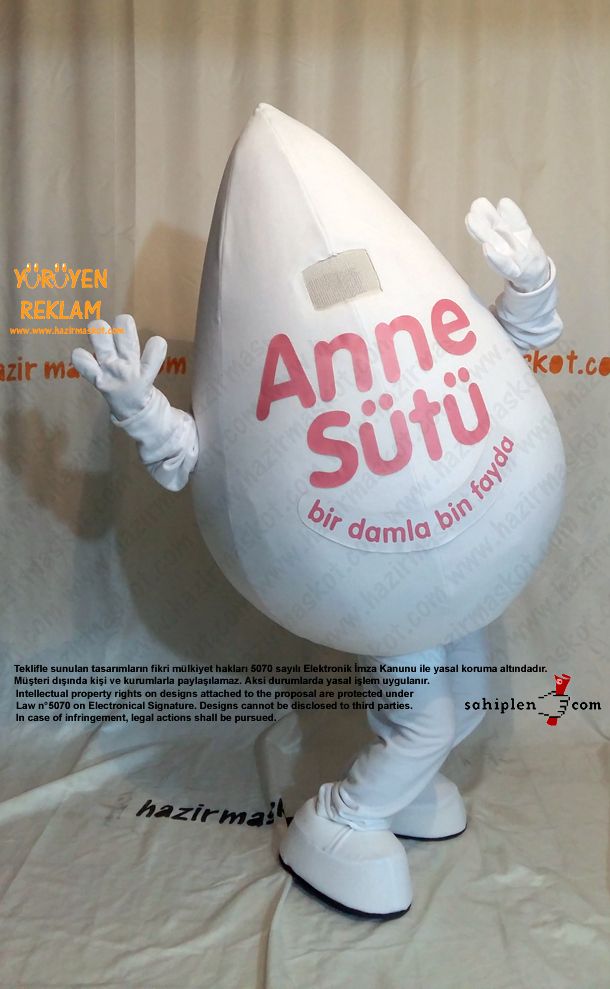 Süt Damlası Maskot Kostümü maskot kostümü