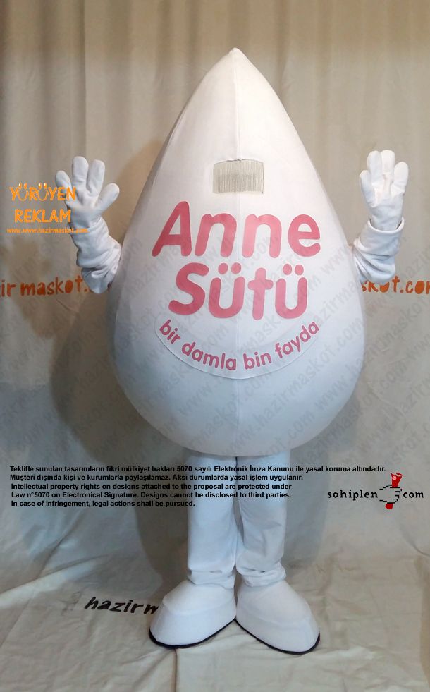 Süt Damlası Maskot Kostümü maskot kostümü
