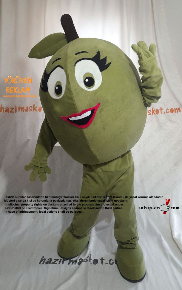 Yeşil Zeytin Maskot Kostümü / Edremit maskot kostümü