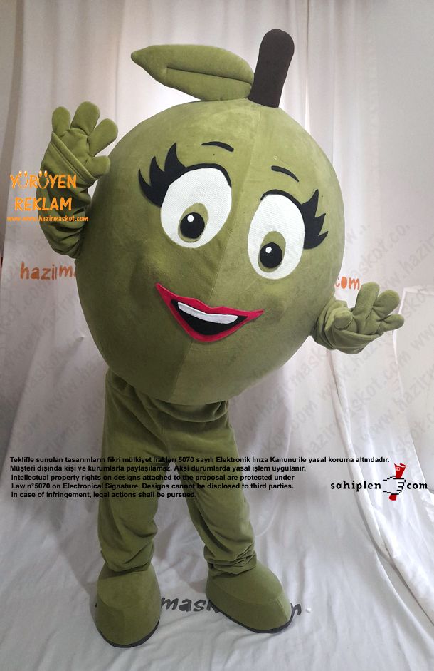 Yeşil Zeytin Maskot Kostümü / Edremit maskot kostümü
