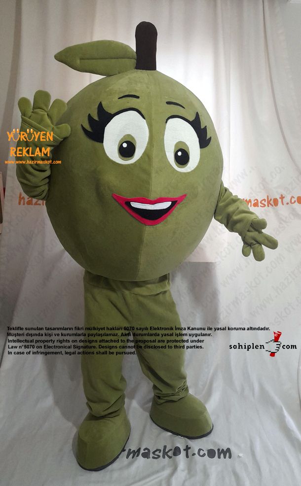 Yeşil Zeytin Maskot Kostümü / Edremit maskot kostümü