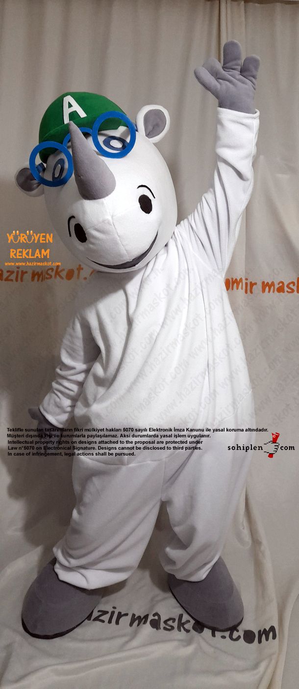 Gergedan Alfie Maskot Kostümü / Alfie Sees Love Mascot Costume maskot kostümü