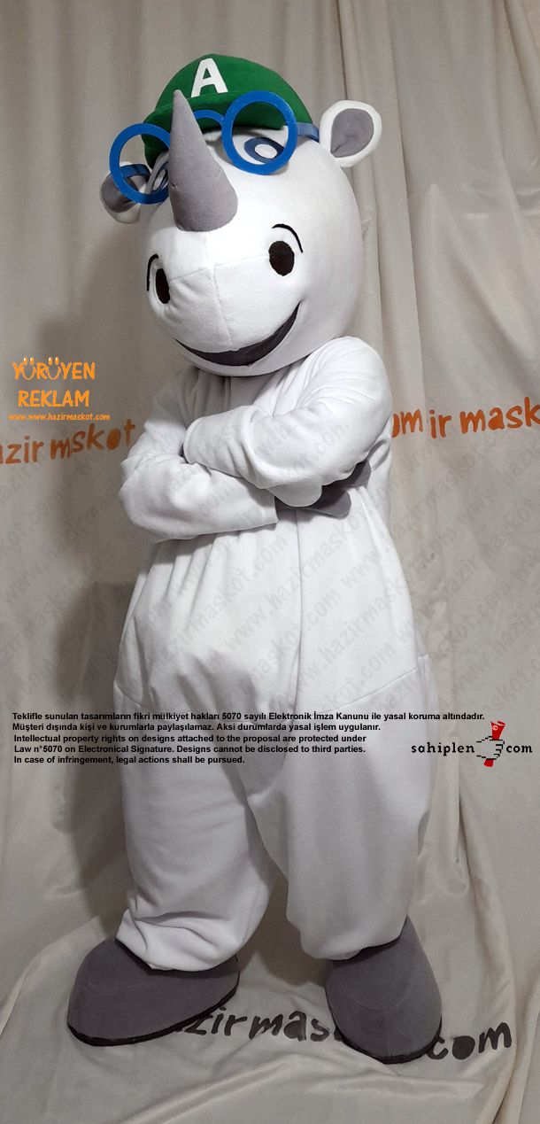 Gergedan Alfie Maskot Kostümü / Alfie Sees Love Mascot Costume maskot kostümü