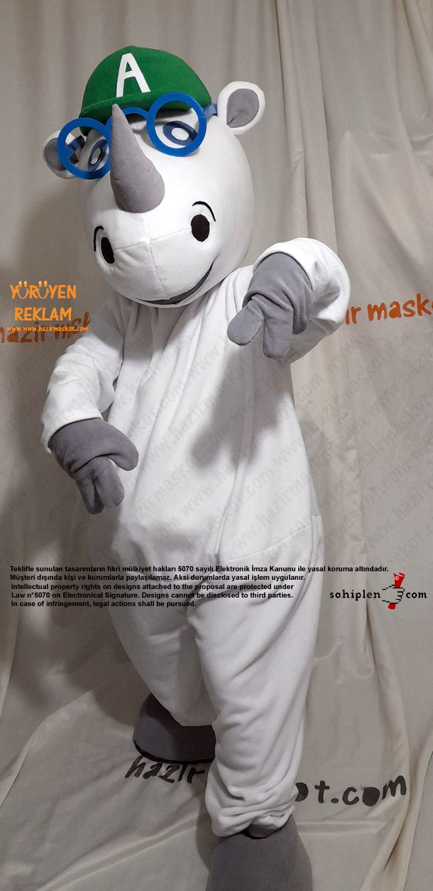 Gergedan Alfie Maskot Kostümü / Alfie Sees Love Mascot Costume maskot kostümü