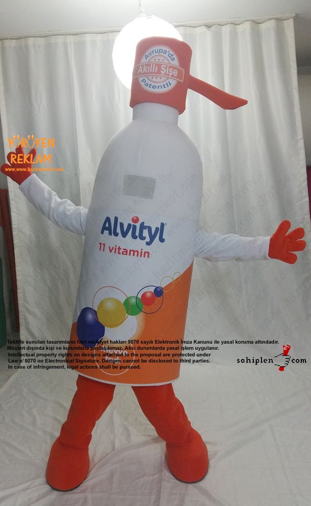 Altivty Vitamin Şişe Maskotu / Viva maskot kostümü