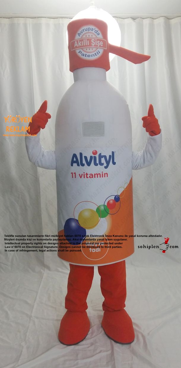 Altivty Vitamin Şişe Maskotu / Viva maskot kostümü