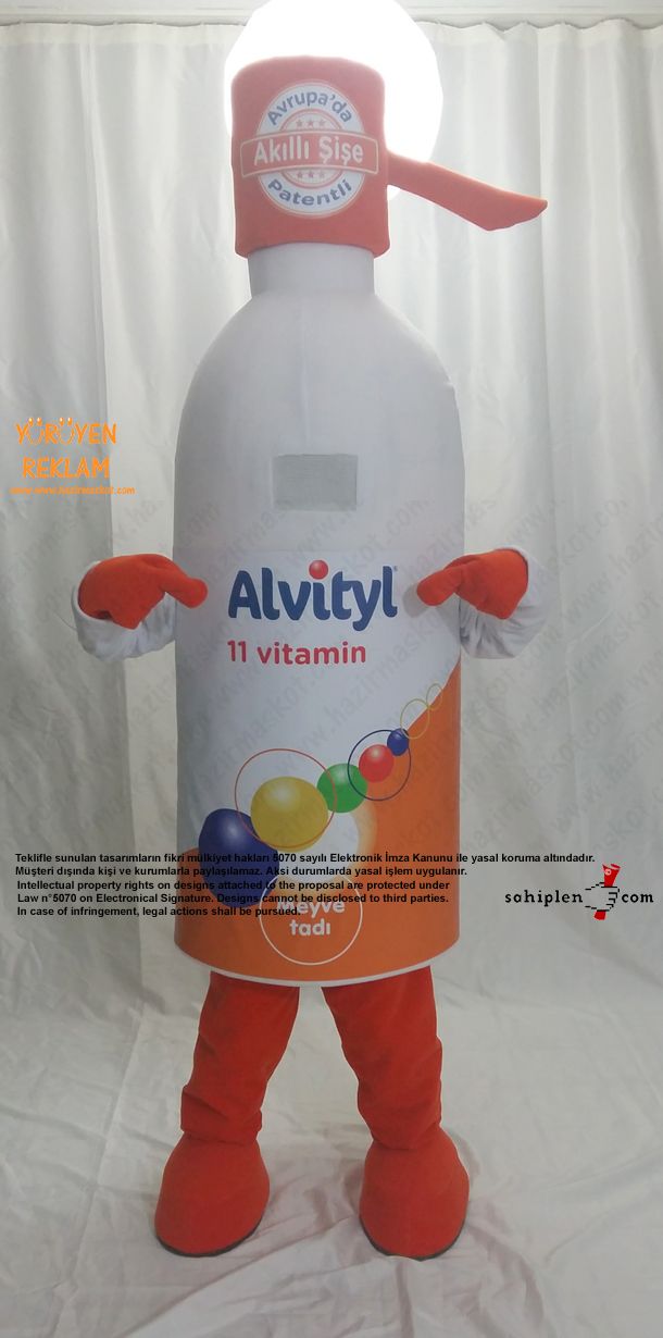Altivty Vitamin Şişe Maskotu / Viva maskot kostümü