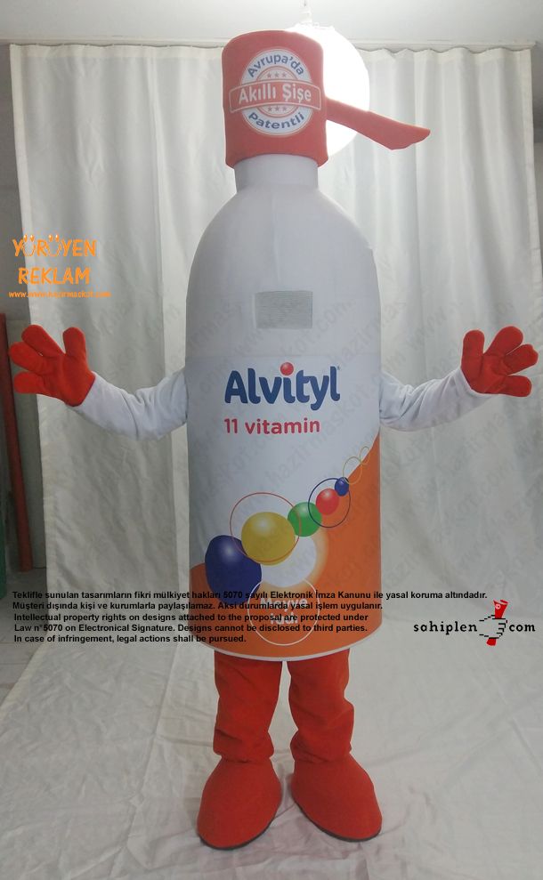 Altivty Vitamin Şişe Maskotu / Viva maskot kostümü