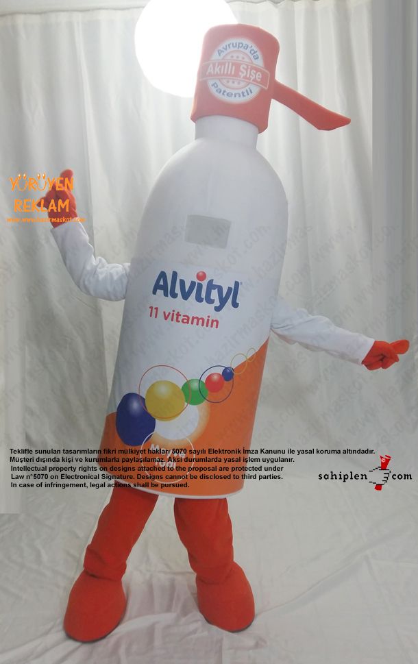 Altivty Vitamin Şişe Maskotu / Viva maskot kostümü