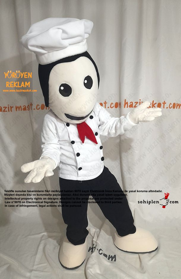 Aşçı Maskot Kostümü / Aşçıbaşı maskot kostümü