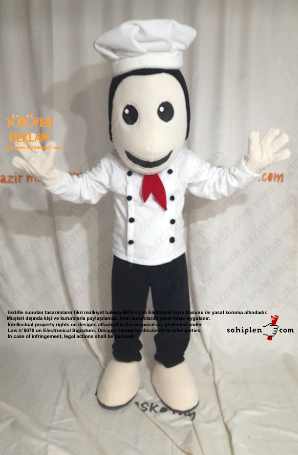 Aşçı Maskot Kostümü / Aşçıbaşı maskot kostümü