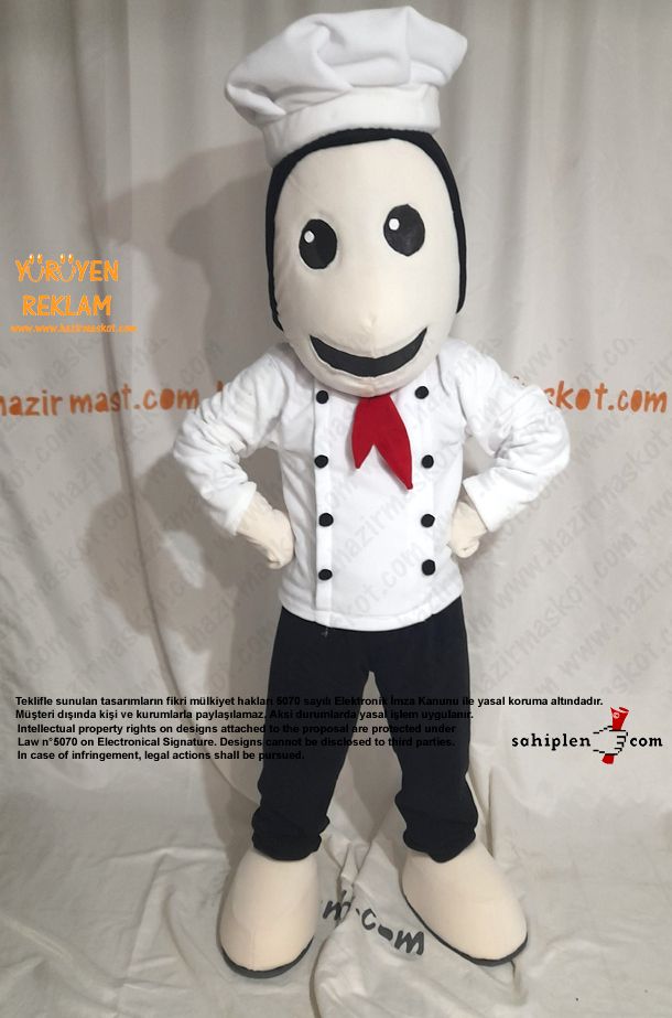 Aşçı Maskot Kostümü / Aşçıbaşı maskot kostümü