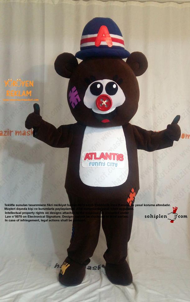 Ayı maskotu / Atlantis Funny City / Evrensel Spor maskot kostümü