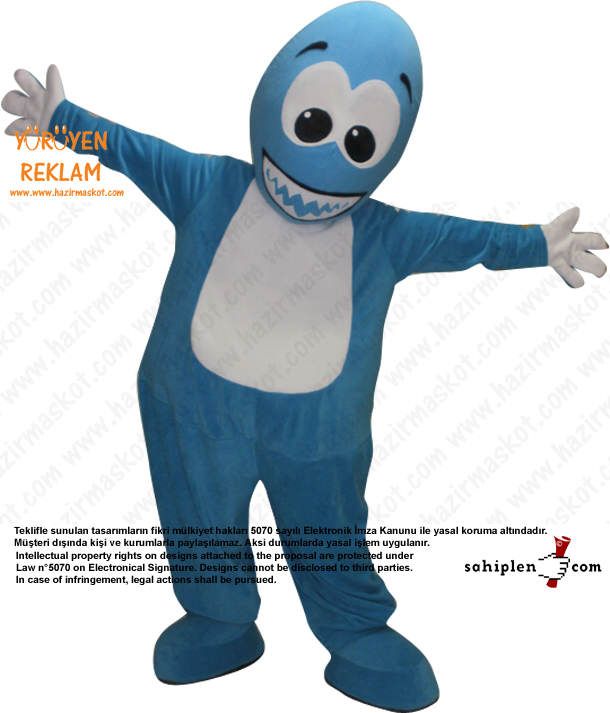 Mavi Balık Maskotu maskot kostümü