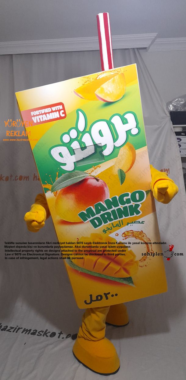 Bronto Meyve Suyu Maskot Kostümü / Mango / Lebanon maskot kostümü