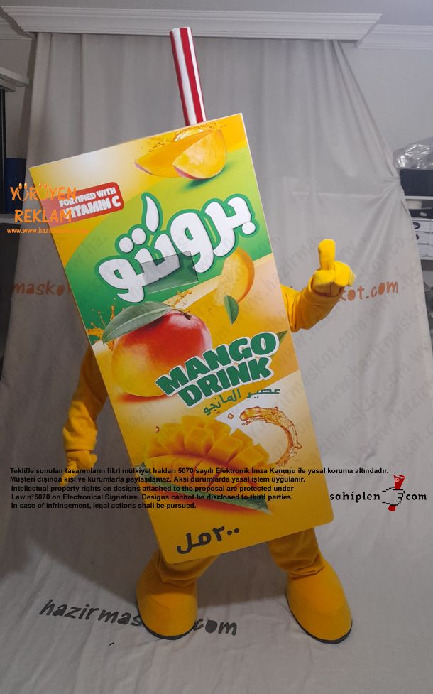 Bronto Meyve Suyu Maskot Kostümü / Mango / Lebanon maskot kostümü